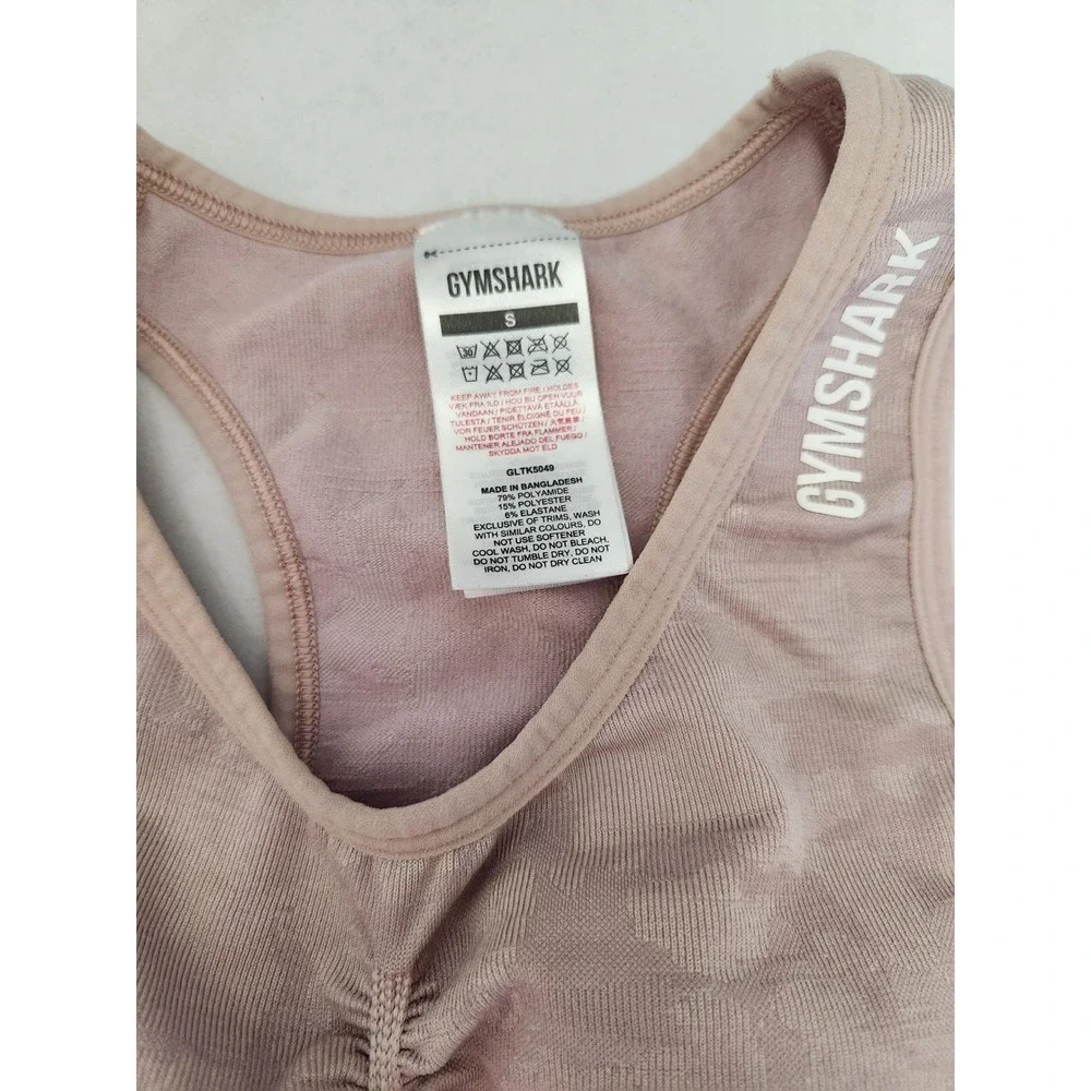 Gymshark Adapt Camo Seamless Tank Top Pink Mauve Ruched Racerback GLTK5049 Small - Picture 2 of 6